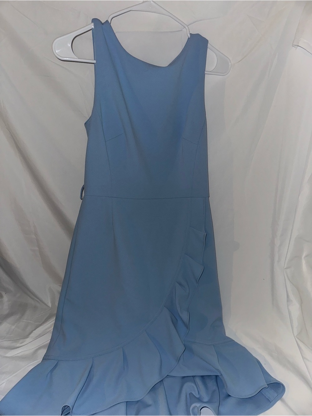 Calvin Klein Size 4 Powder Blue Asymmetrical Ruffle Cocktail Dress